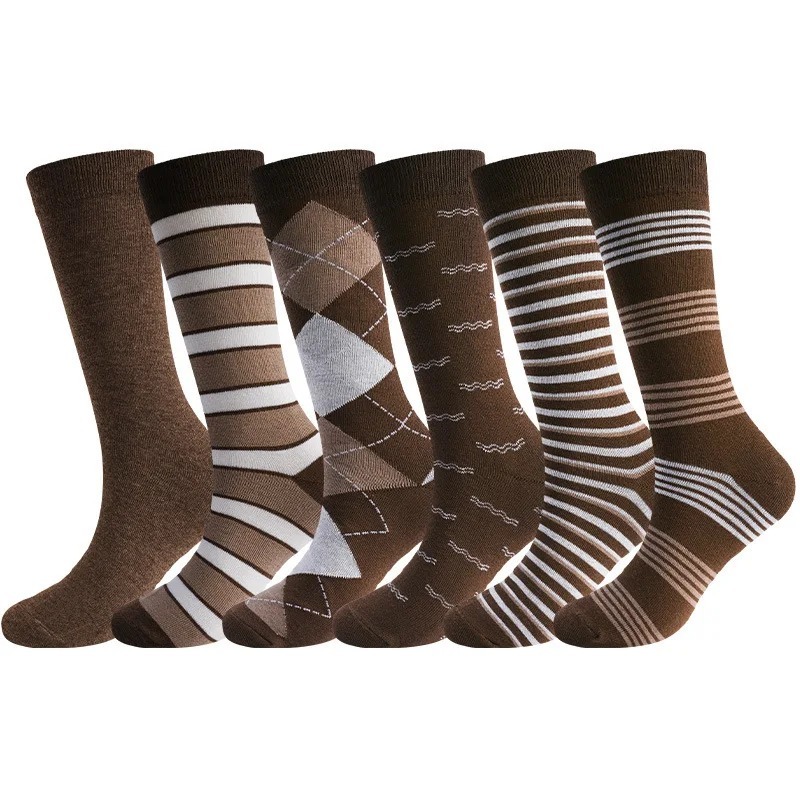 Vintage Fashion Enthusiasts - 6 paar vintage bruine argyle gestreepte