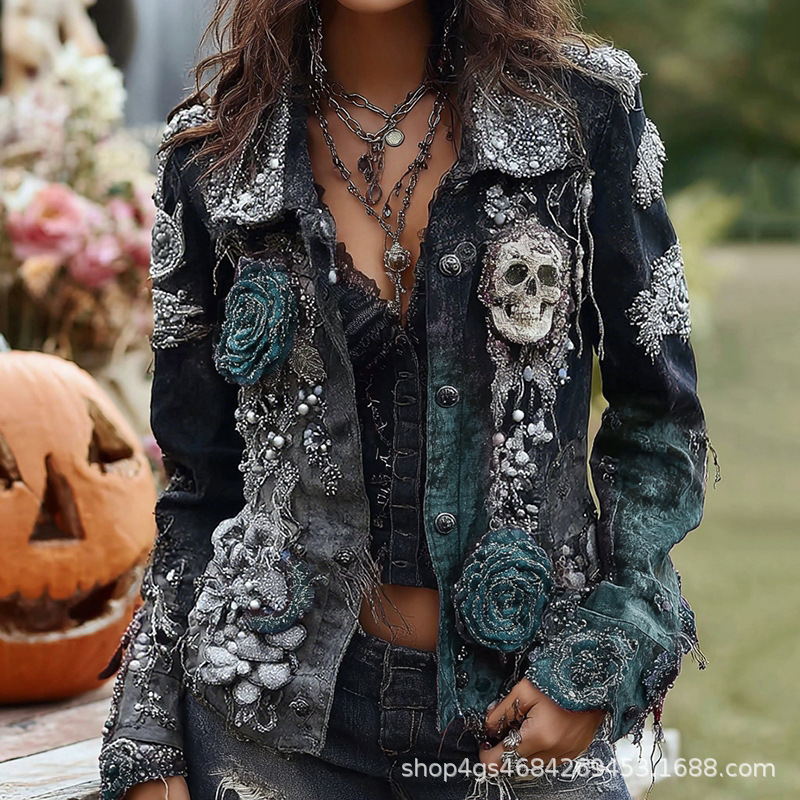 Gothic Punk Skull Rose Gebordu - Vintage Fashion Stores recensie en prijs