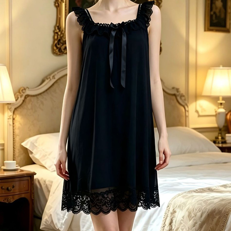 Dames slaapjurk mouwloos ruche - Vintage Fashion Dresses recensie en prijs