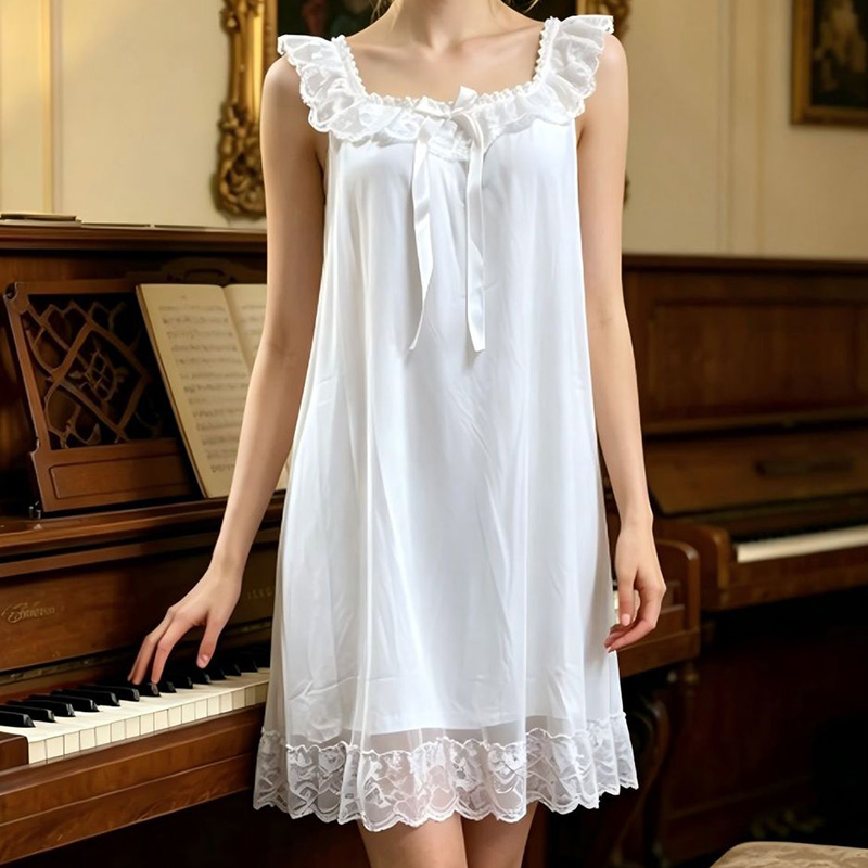 Dames slaapjurk mouwloos ruche - Vintage Fashion Dresses recensie en prijs